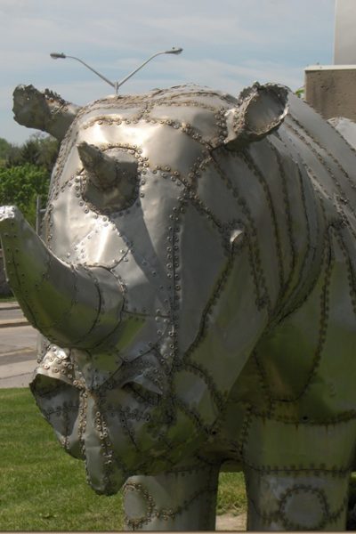 Metal rhino Museum London