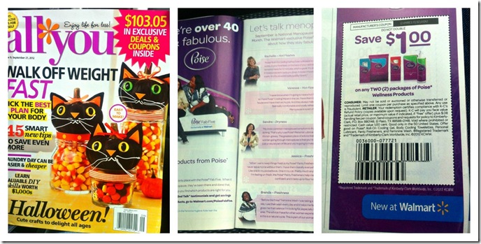 allyou magazine: poise spread and coupon in September issue