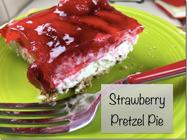 Strawberry Pretzel Pie - light and refreshing for a summer dessert. Serve at your next picnic or BBQ. 
