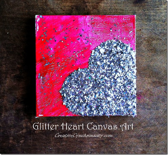 Glitter heart canvas art