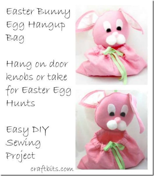 easter bunny fabric bag to hang on door knobs or use for egg hunts