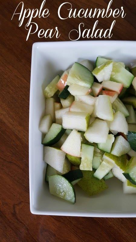 Apple pear cucumber salad is light and refreshing. The mix of fruits and vegetables is delightful for summer. 