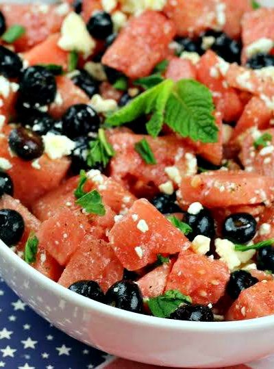 watermelon blueberry feta salad