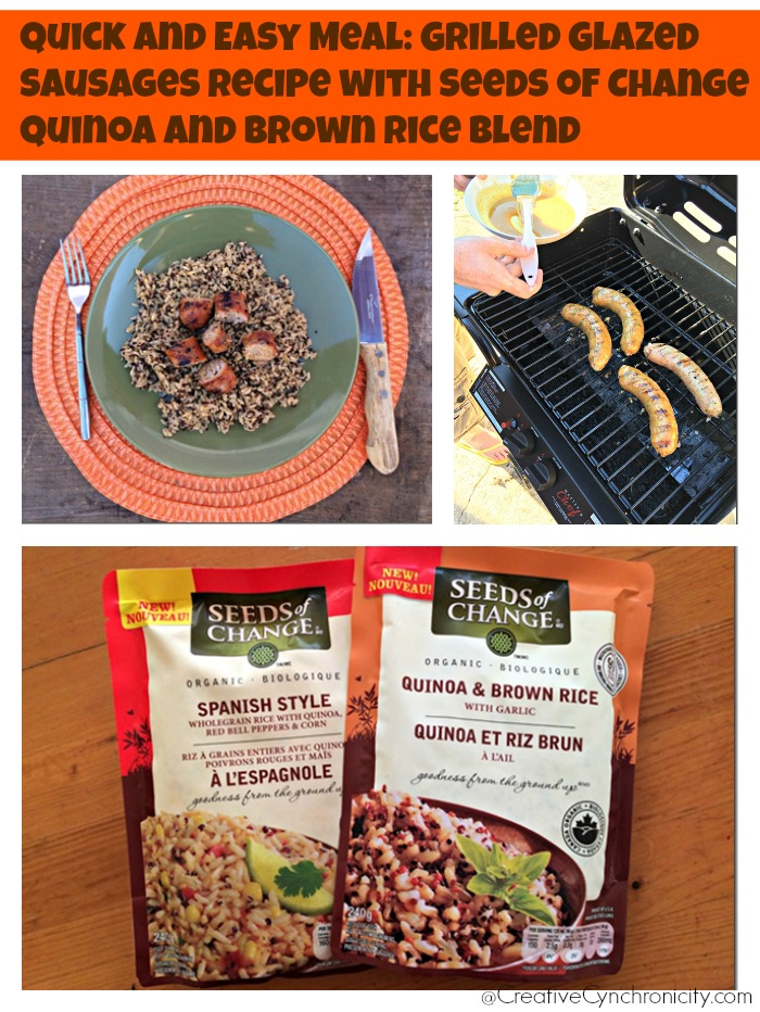 Grilled Glazed Sausages and Seeds of Change Quinoa and Brown Rice