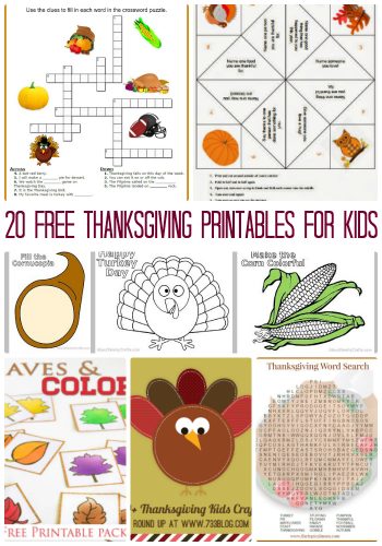 20 Free Thanksgiving Printables for Kids - Creative Cynchronicity