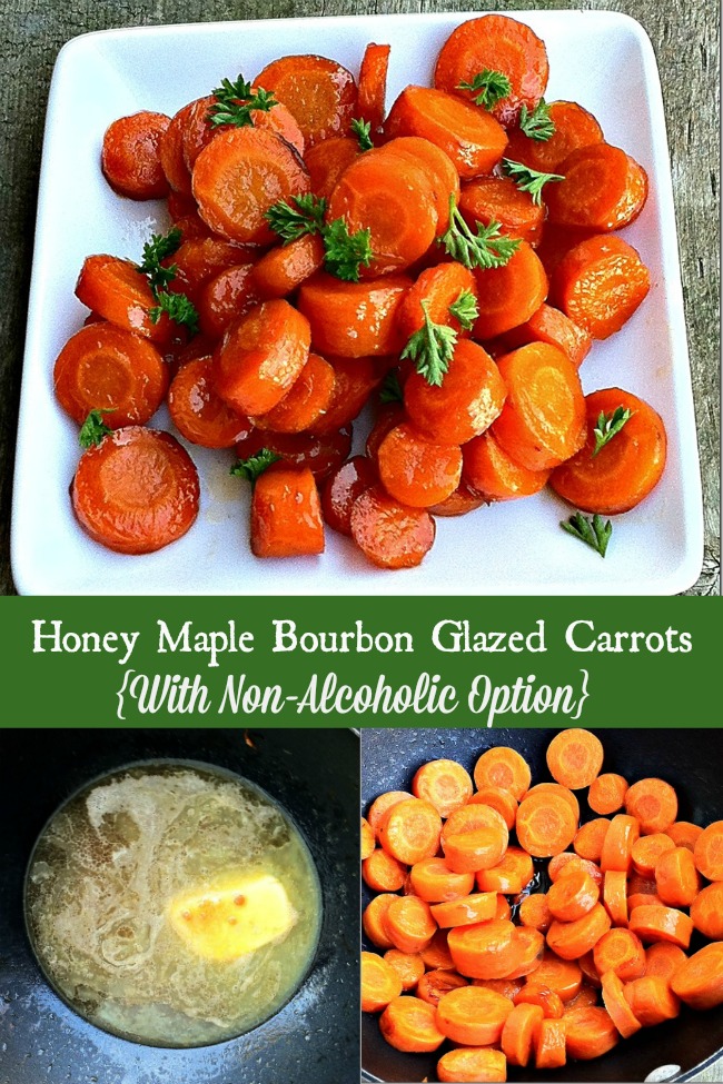 Recipe for Honey Maple Bourbon Glazed Carrots {With Non-Alcoholic Option}