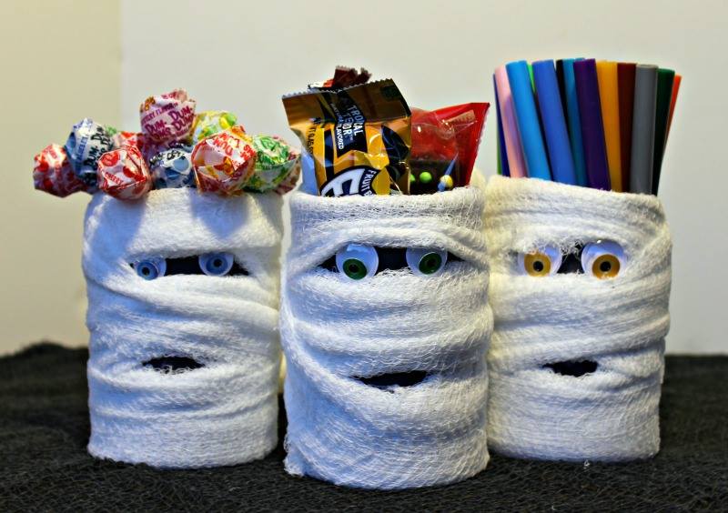 Halloween Mummy Cans for pencils, candies, and more