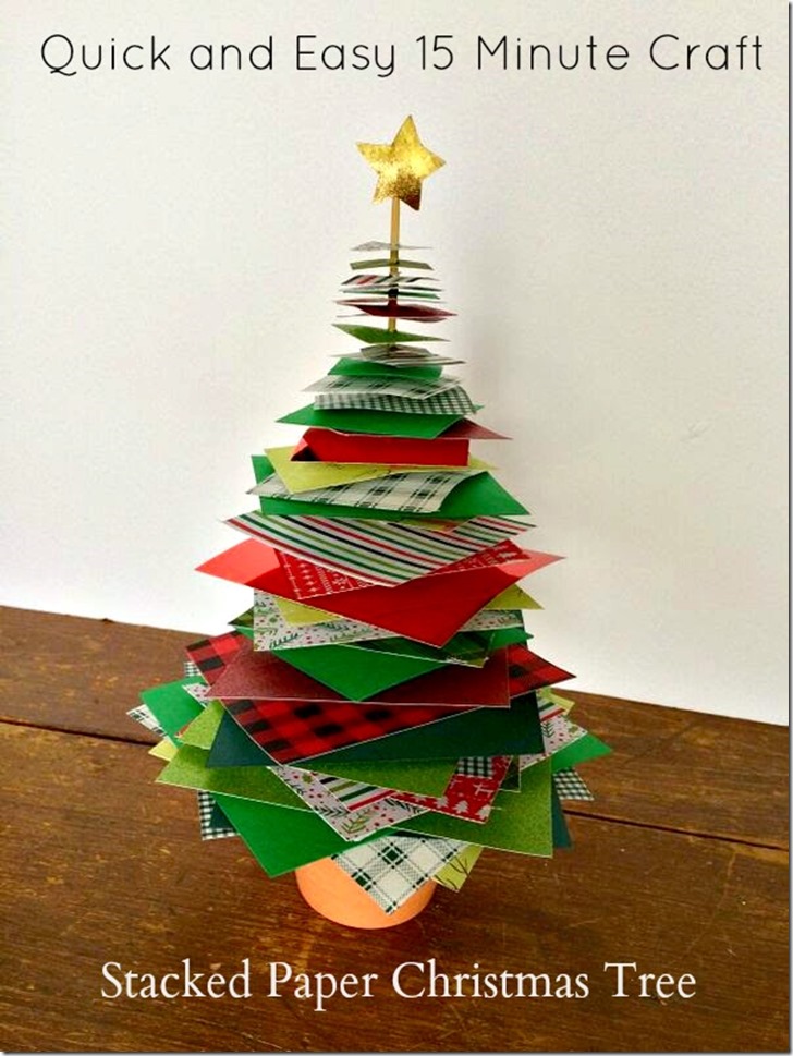 Quick and Easy 15 Minute Stacked Paper Christmas Tree Craft 