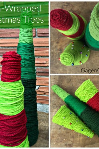 yarn wrapped christmas trees craft