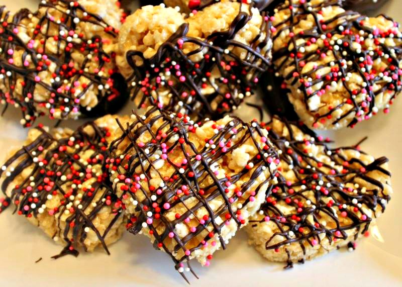 chocolate dipped rice krispie hearts