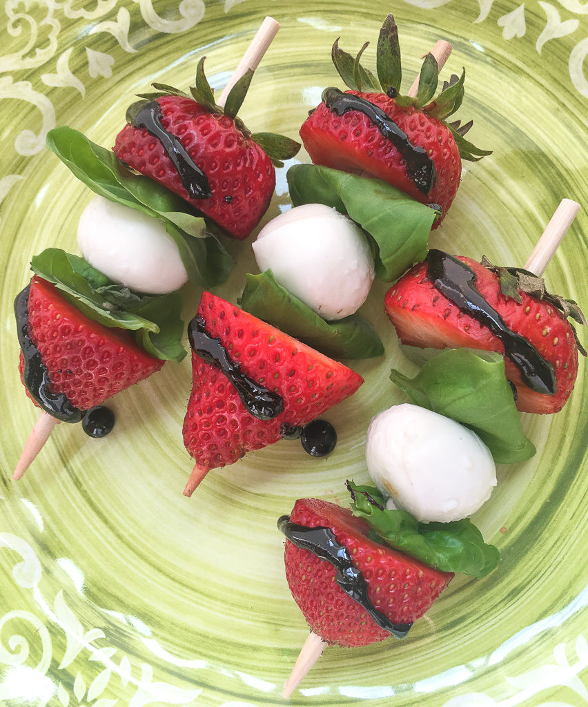 Strawberry Caprese Skewers with Balsamic Glaze