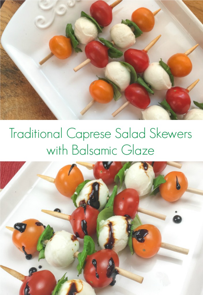 Traditional Caprese Salad Skewers with Balsamic Glaze