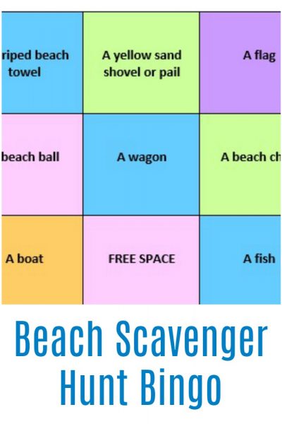 Beach Scavenger Hunt Bingo