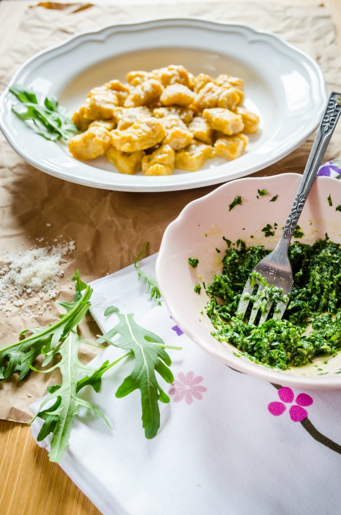 sweet potato gnocchi with cilantro pesto