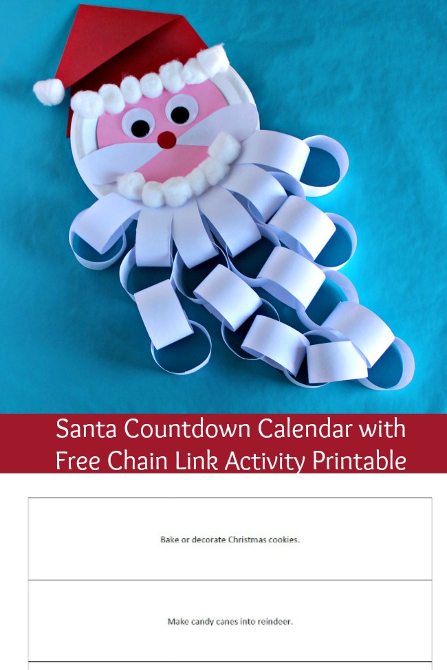 Santa Countdown Calendar with free chain link activity printable