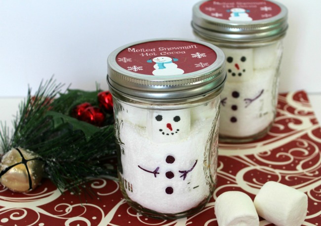 white hot cocoa melted snowman idea perfect for gift giving