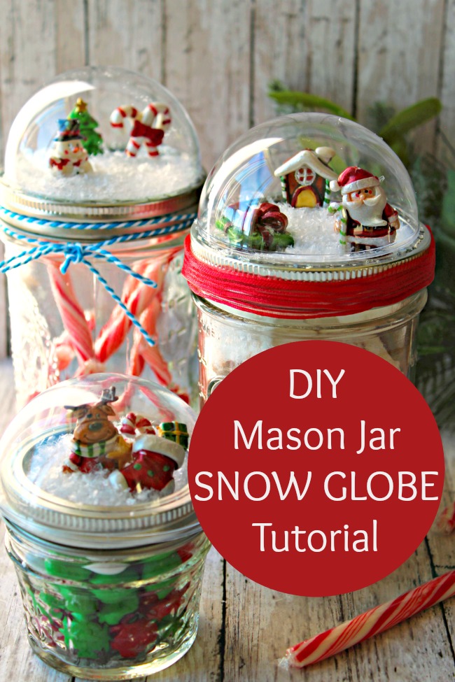 DIY mason jar snow globe craft tutorial