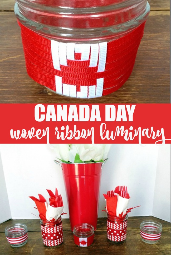 Canada Day woven ribbon luminary
