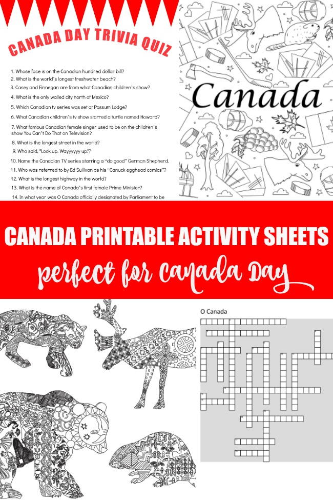 Canada printable activity sheets
