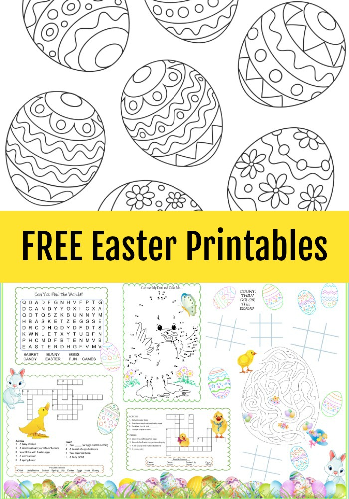 Free Easter printable activity sheets and coloring pages
