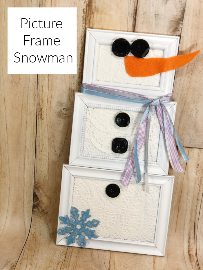 dollar store picture frame snowman