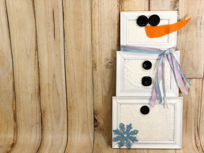 snowman made of picture frames