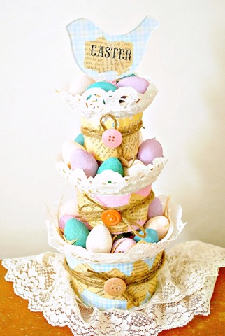 tiered easter basket using yogurt cups