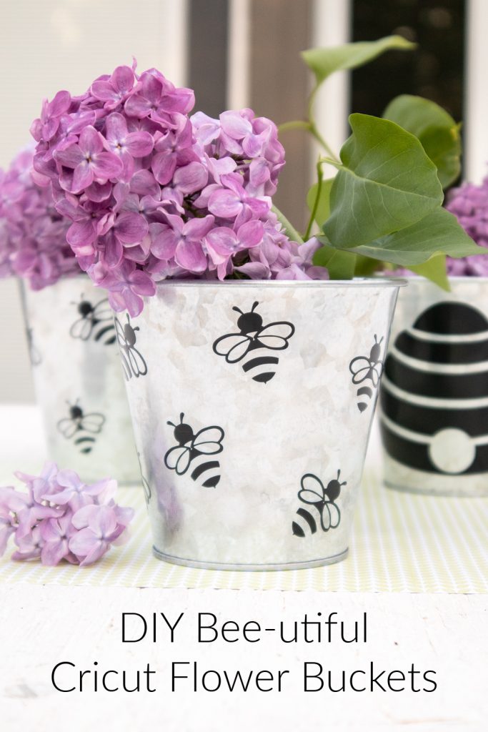 Cricut flower buckets with bees and beehive
