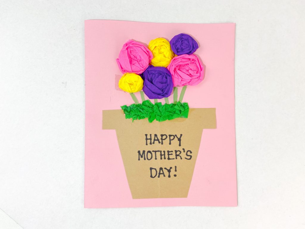 paper flower pot card for mother's day