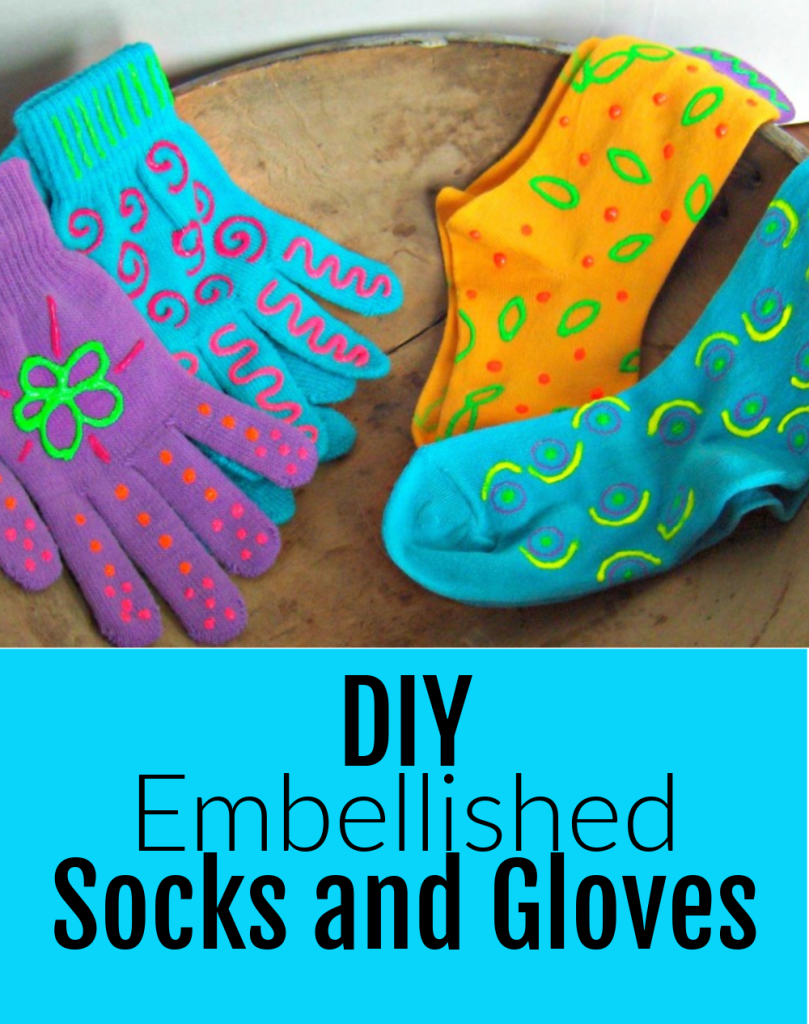 DIY socks and gloves made with dimensional paint