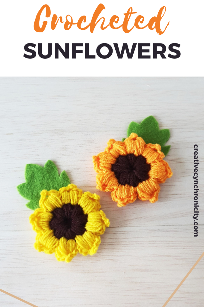 crocheted fluffy sunflower