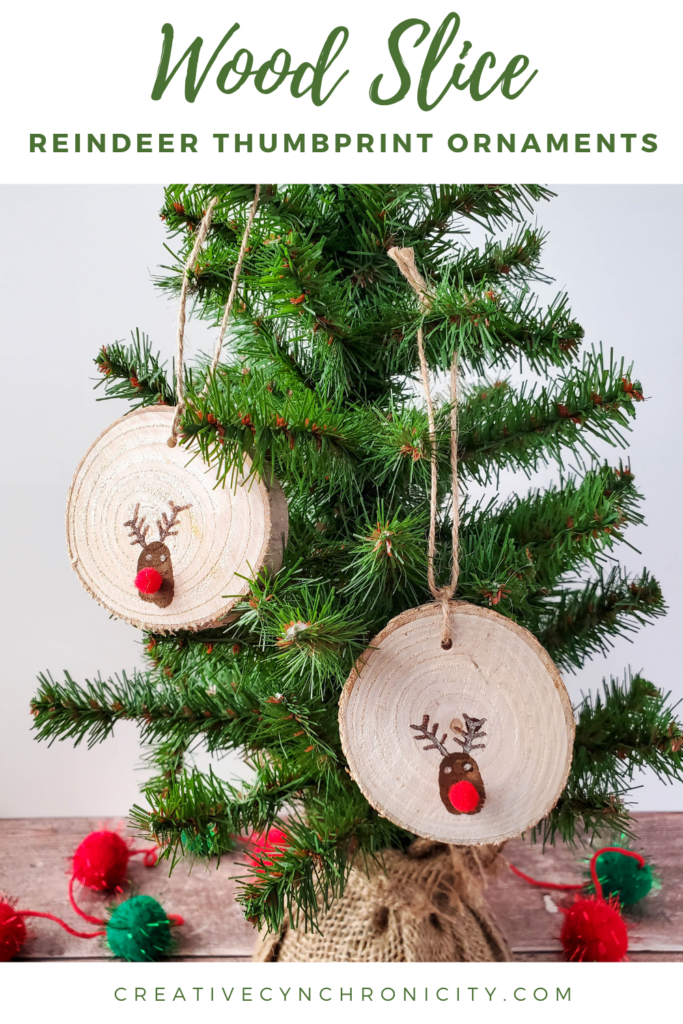 Wood Slice Thumbprint Rudolph Ornaments
