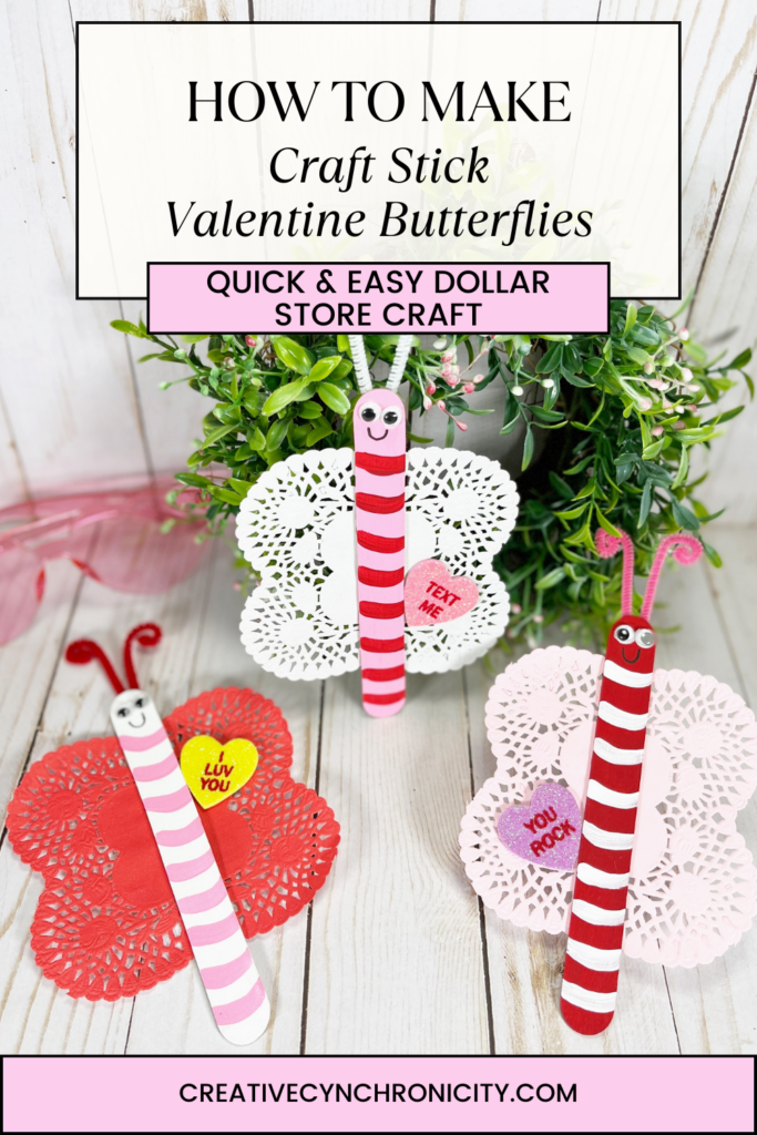 Craft Stick Valentine Butterflies